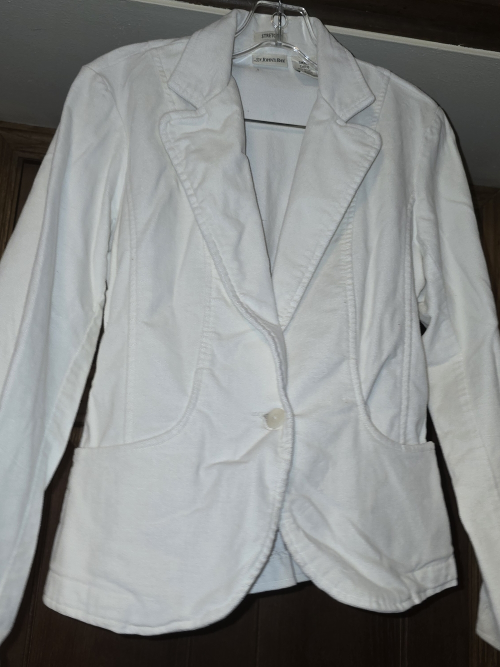 St. John's Bay Women's Stretch Velvet Blazer Jacket Small Cream White